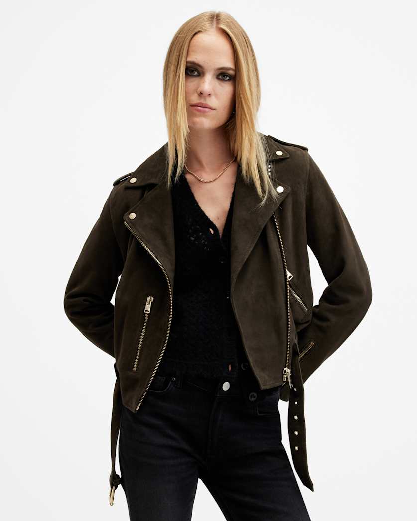 Balfern Belted Suede Biker Jacket