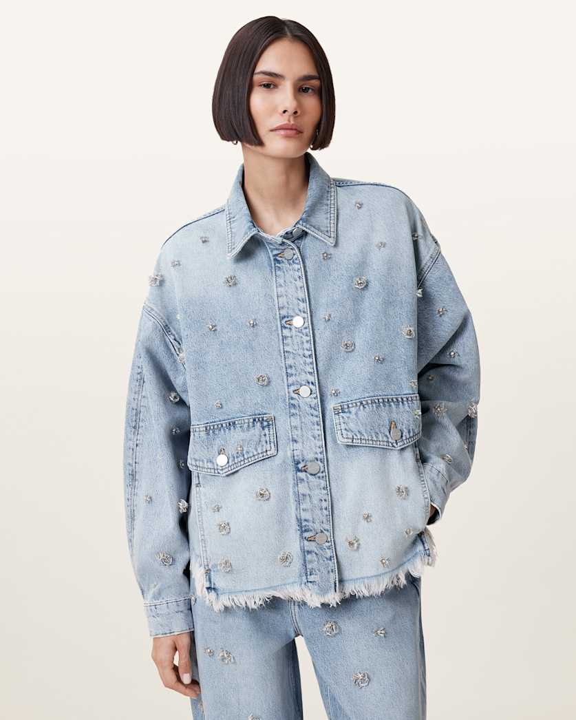 Hettie Embellished Oversized Denim Shacket