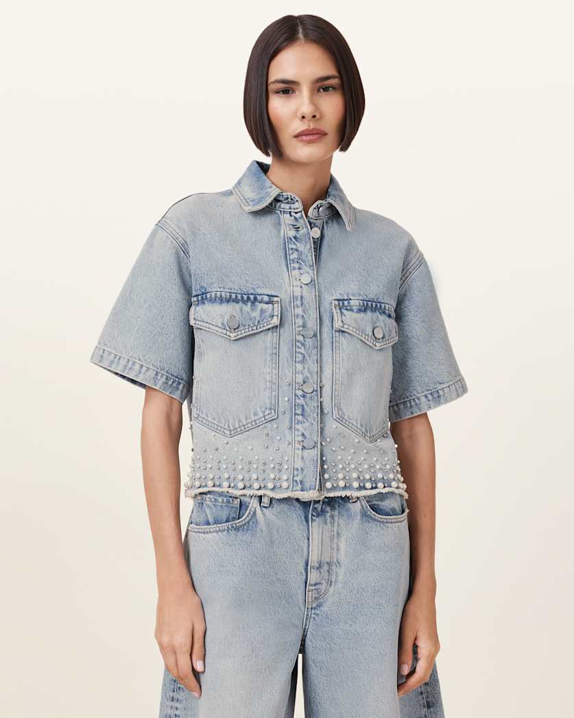 Tove Embellished Oversized Denim Shirt