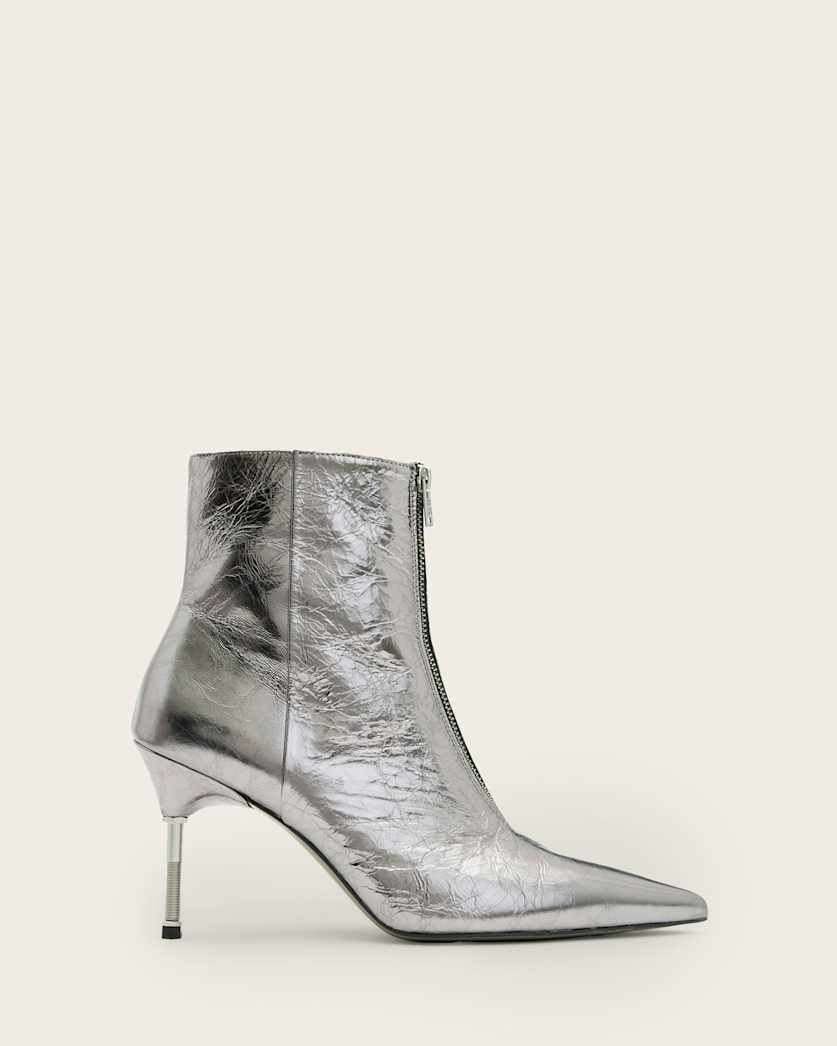 Natasha Pointed Metallic Leather Boots
