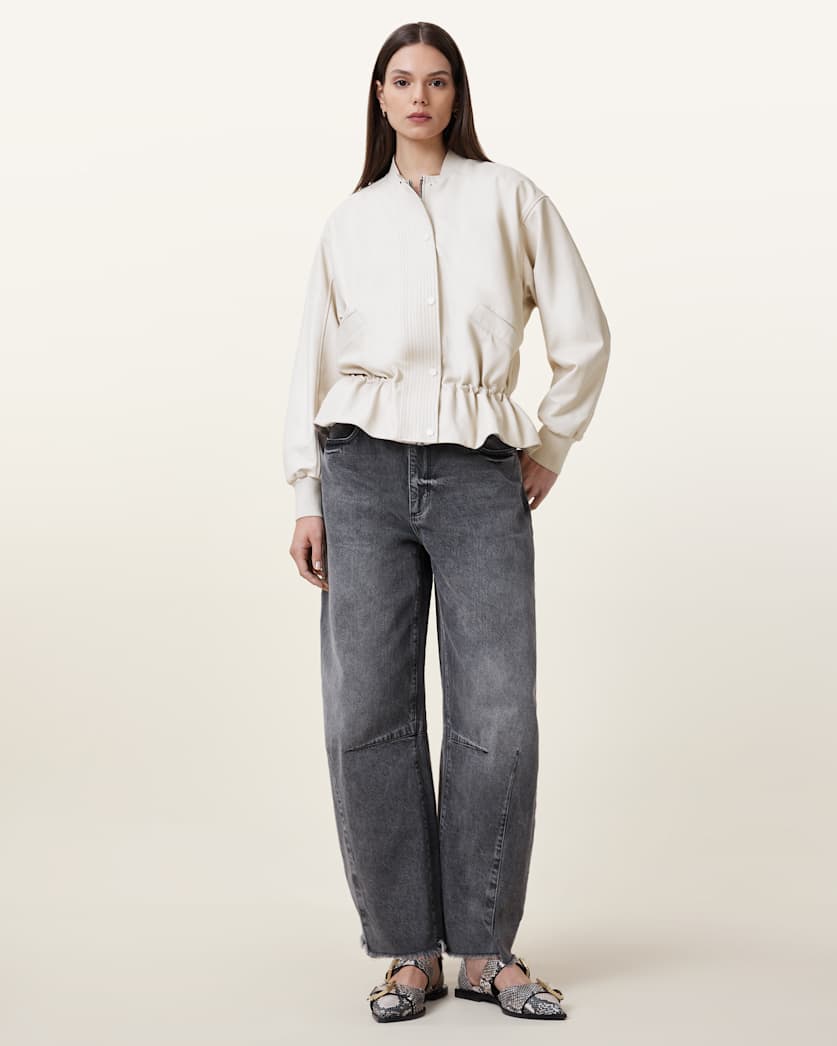 Sofi Drawstring Leather Bomber Jacket