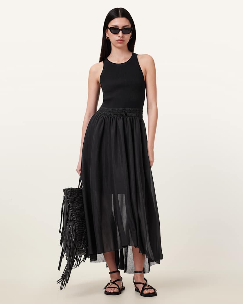 Zenia Sleeveless Asymmetric Midi Dress