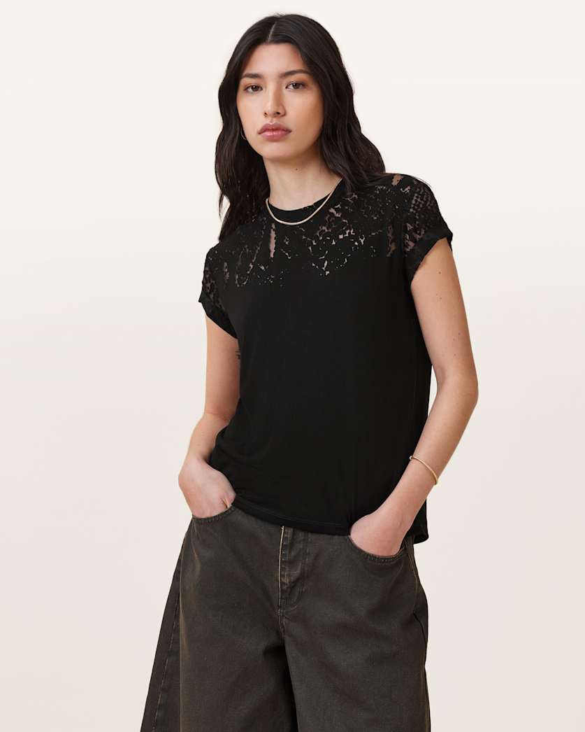 Anna Snake Print Devore T-Shirt