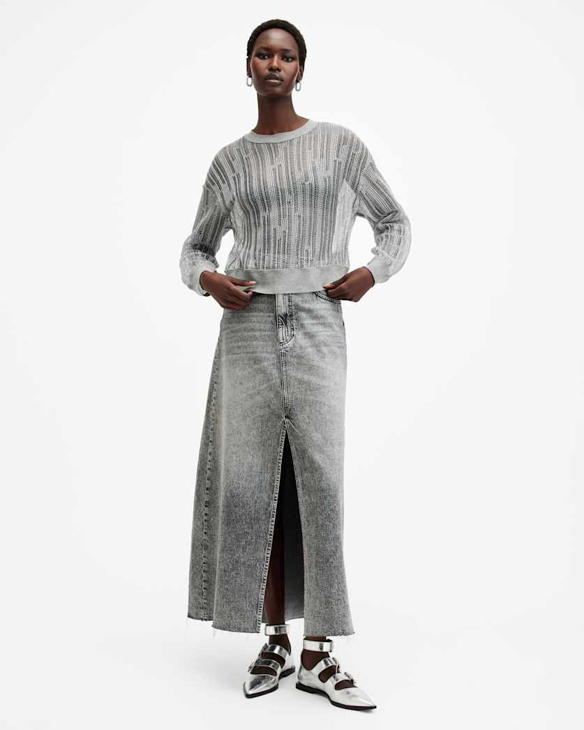 Giana Long Sleeve Open Knit Sweatshirt
