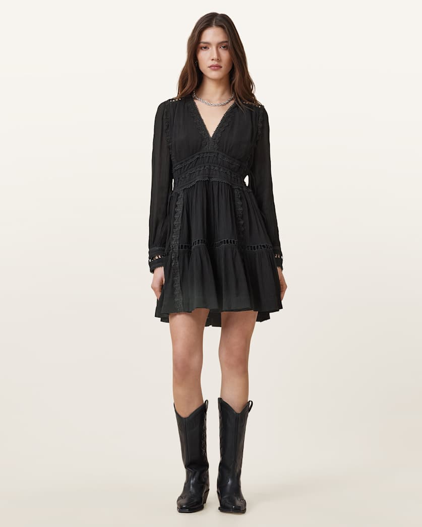 Xanthe Lace-Trimmed Mini Dress