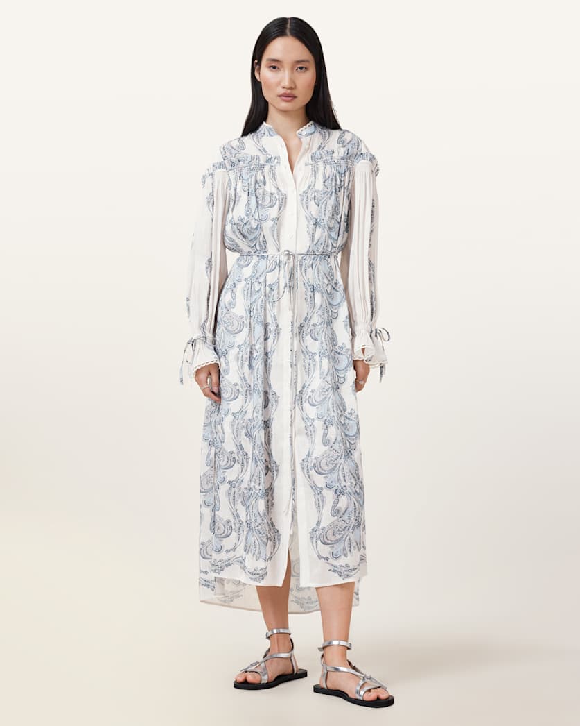 Delphine Floral Print Midi Shirt Dress
