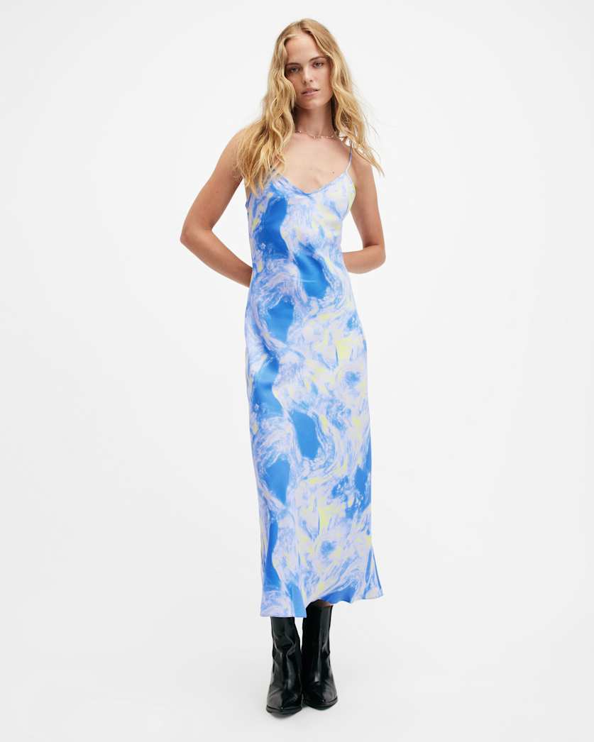 Bryony Spiral Print Midi Slip Dress