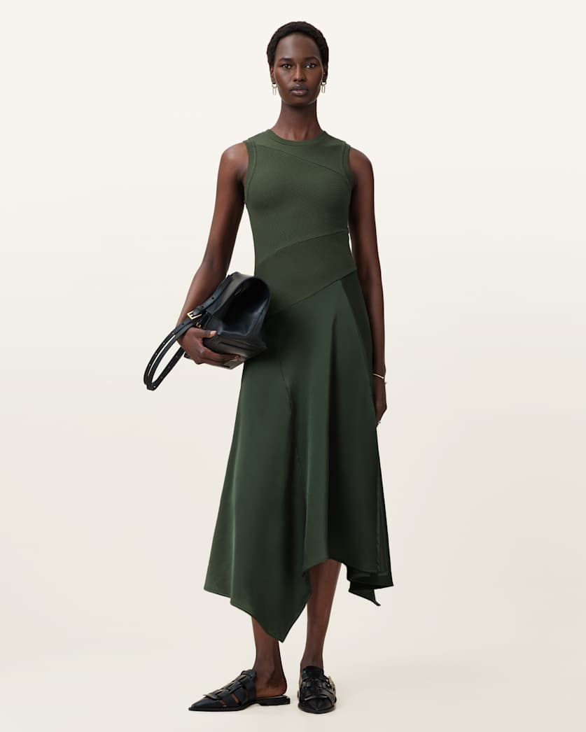 Pia Asymmetric Satin Dress