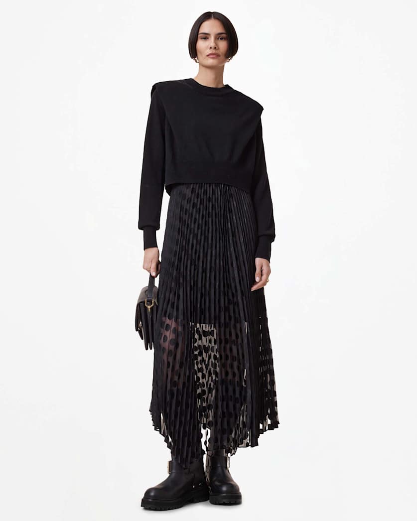 Leia Dott 2-In-1 Pleated Midi Dress
