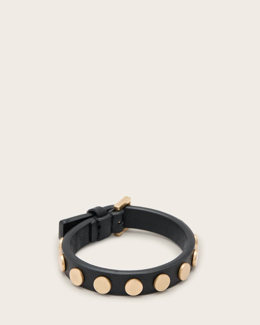 Mica Studded Leather Buckle Bracelet