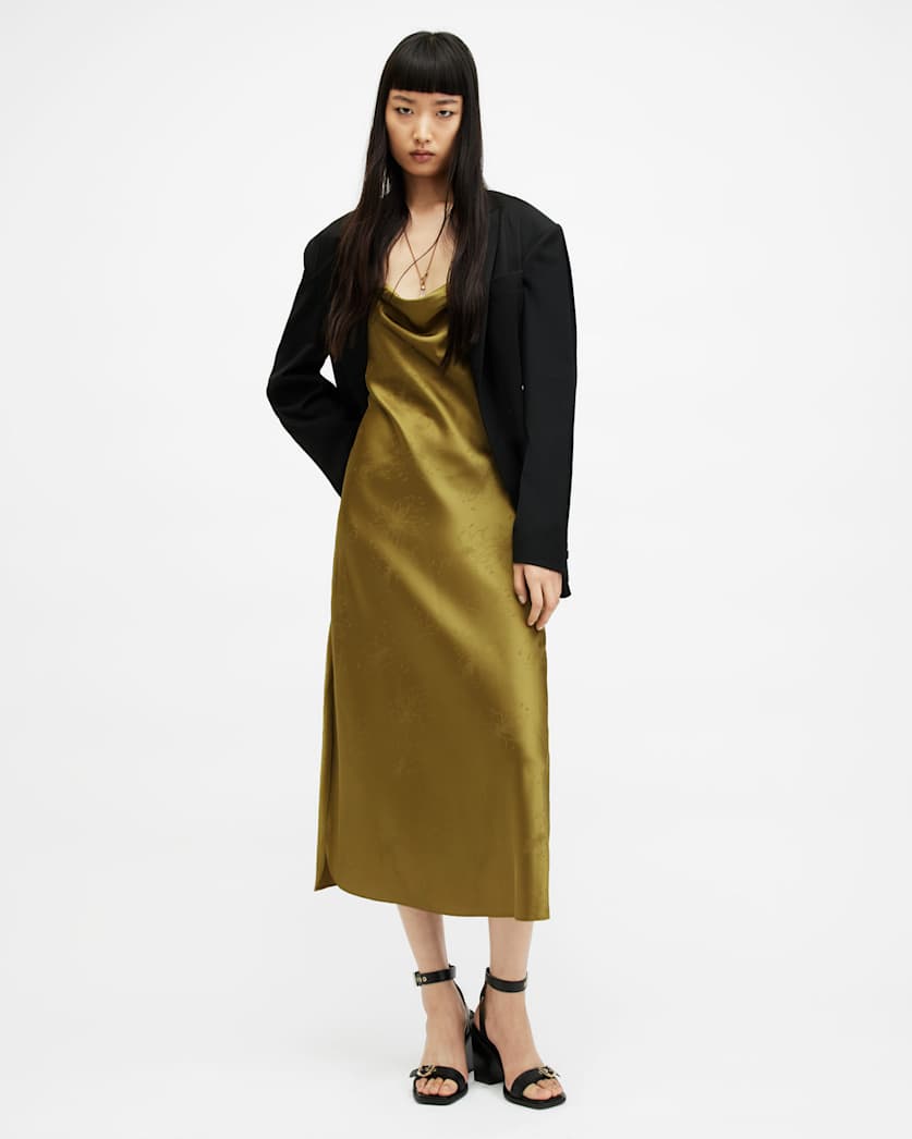 Hadley Jacquard Slim Fit Midi Slip Dress
