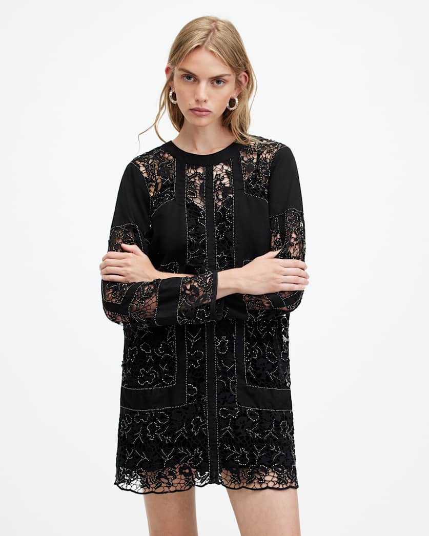 Noush Embellished Linen Blend Mini Dress