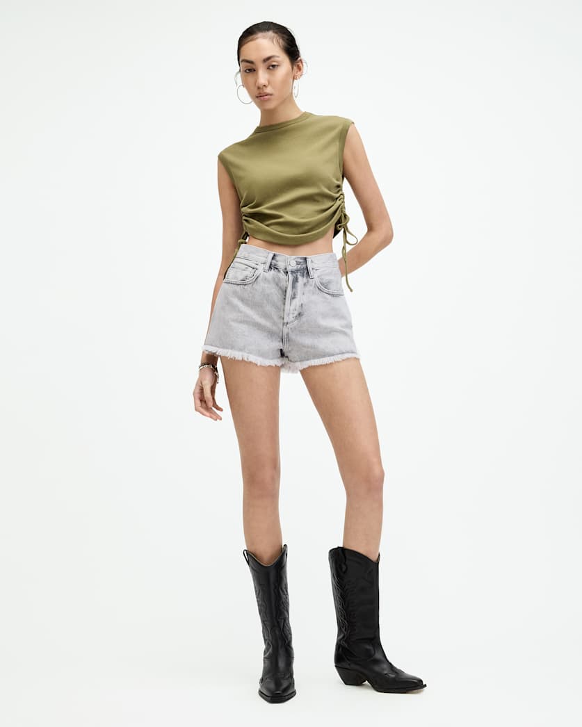Heidi High Rise Distressed Denim Shorts