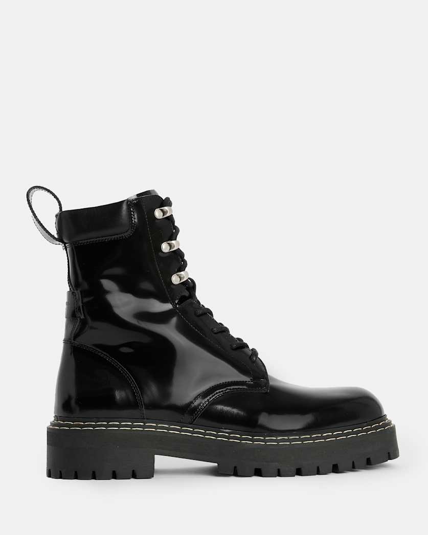 Heidi Shiny Leather Lace Up Boots