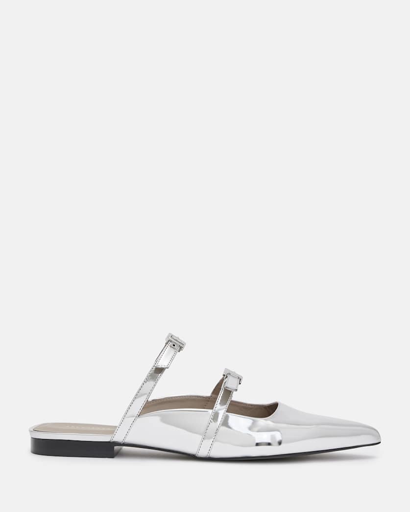 Shar Metallic Leather Flat Shoes