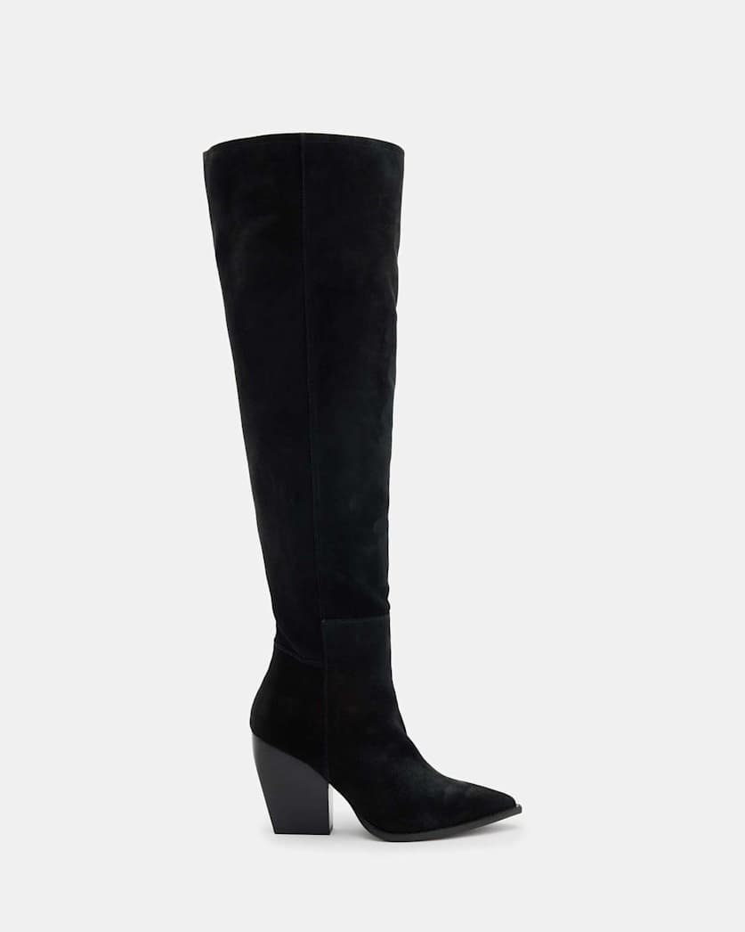 Reina Knee High Pointed Suede Boots