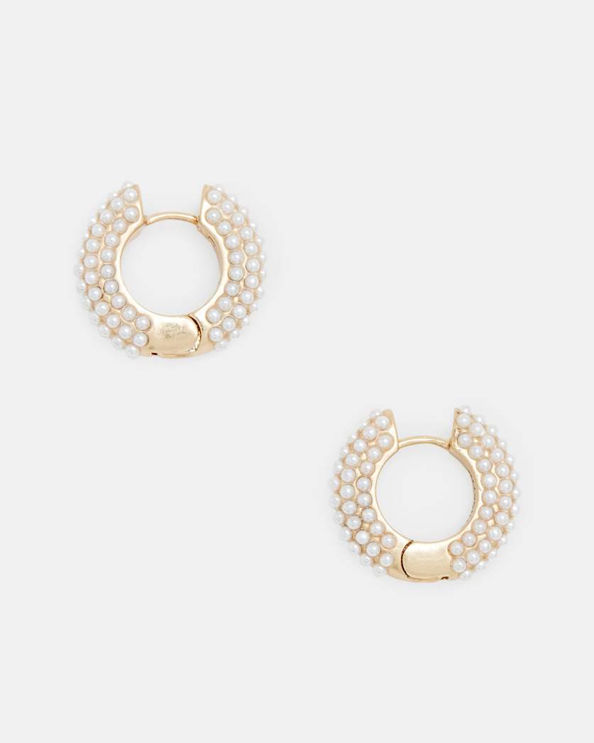 Pearl Beaded Chunky Hoop Earrings