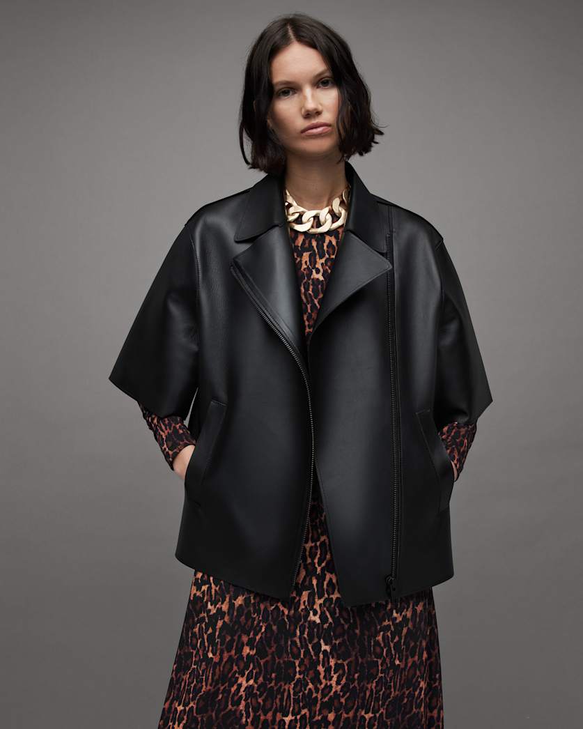 Bayla Bonded Leather Short Sleeve Jacket