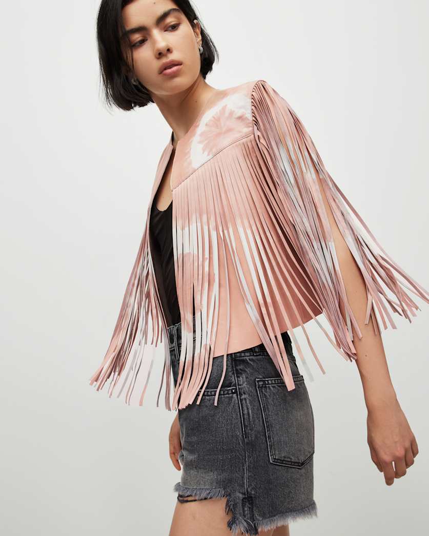 Evie Leather Tie Dye Tassel Gilet