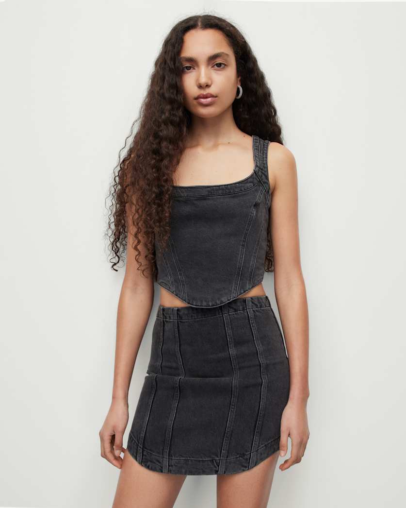Charli Denim Cropped Corset Top