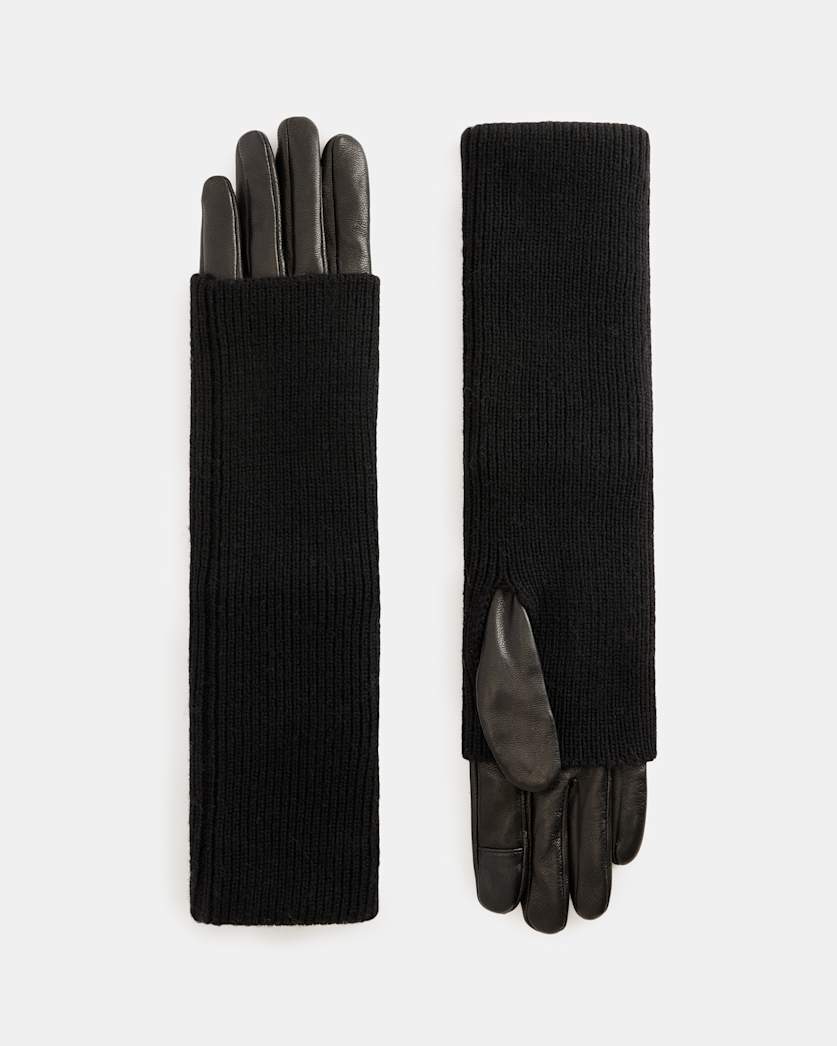 Zoya Extended Knitted Cuff Leather Gloves