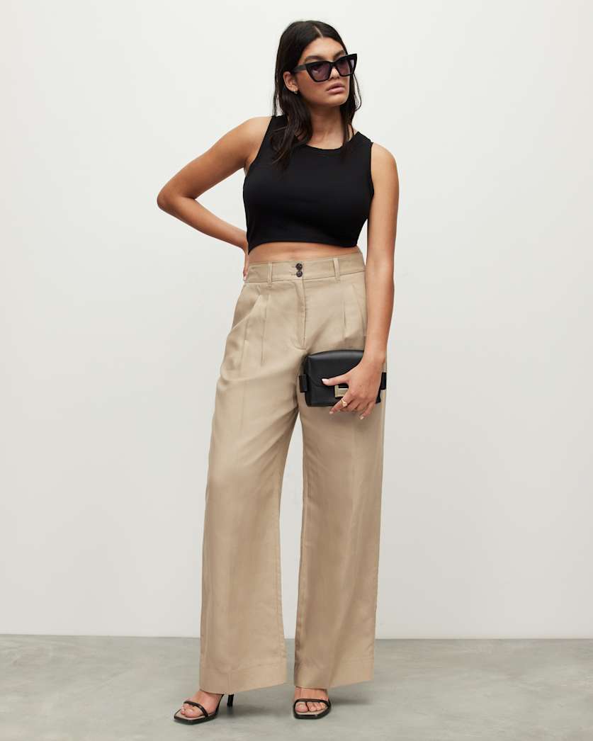 Petra Linen Blend Wide Leg Trousers