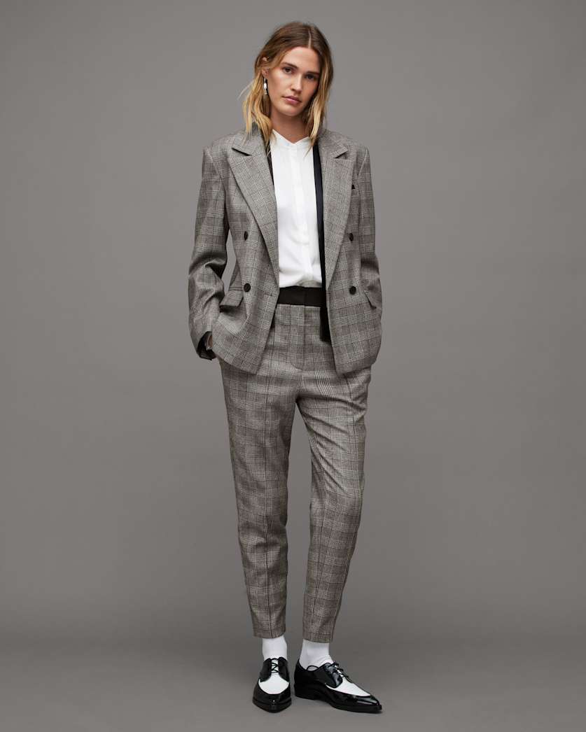 Bea Woven Checked Skinny Fit Trousers