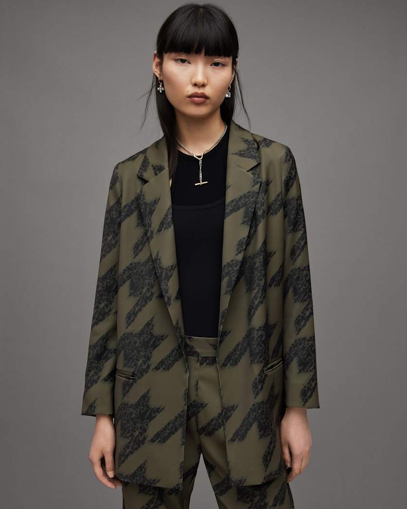 Aleida Toni Houndstooth Print Blazer