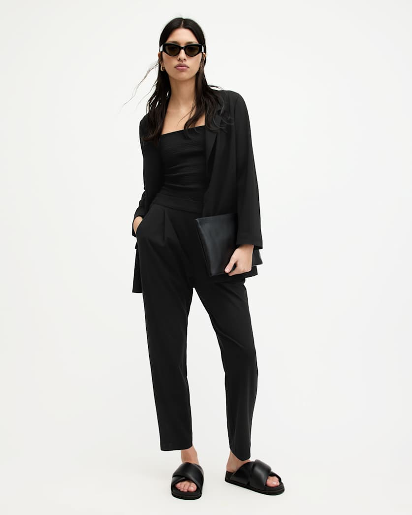 Aleida Mid-Rise Tapered Jersey Trousers