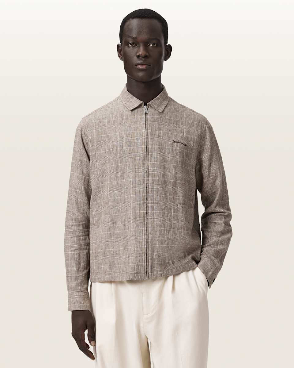Keal Linen Blend Embroidered Check Jacket