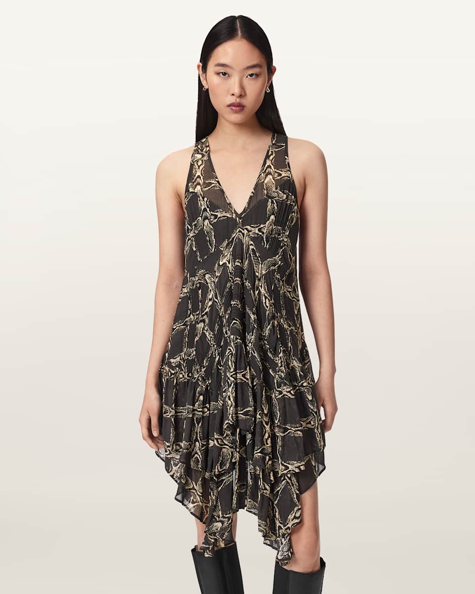 Gretel Asymmetric Tiered Midi Dress