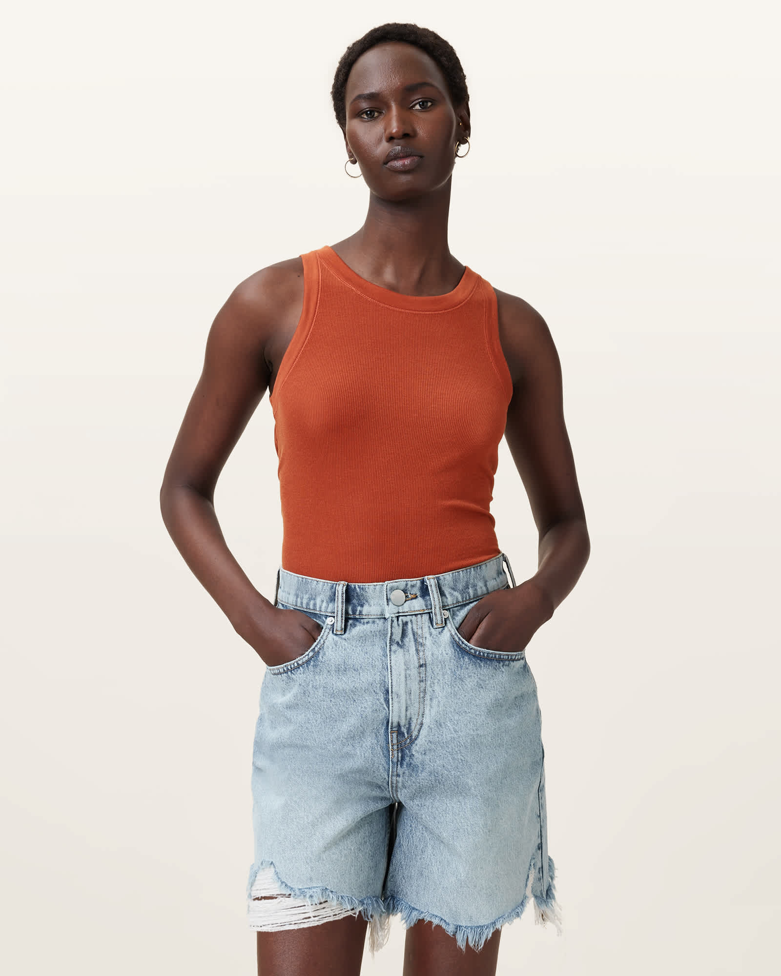 Rina Crew Neck Sleeveless Tank Top
