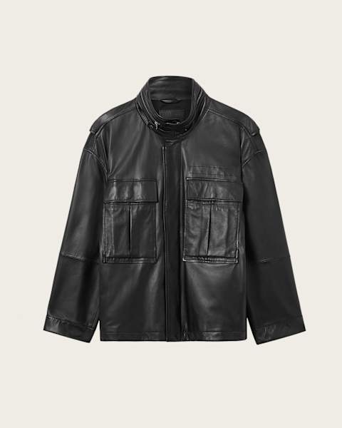 Halton Funnel Collar Leather Jacket