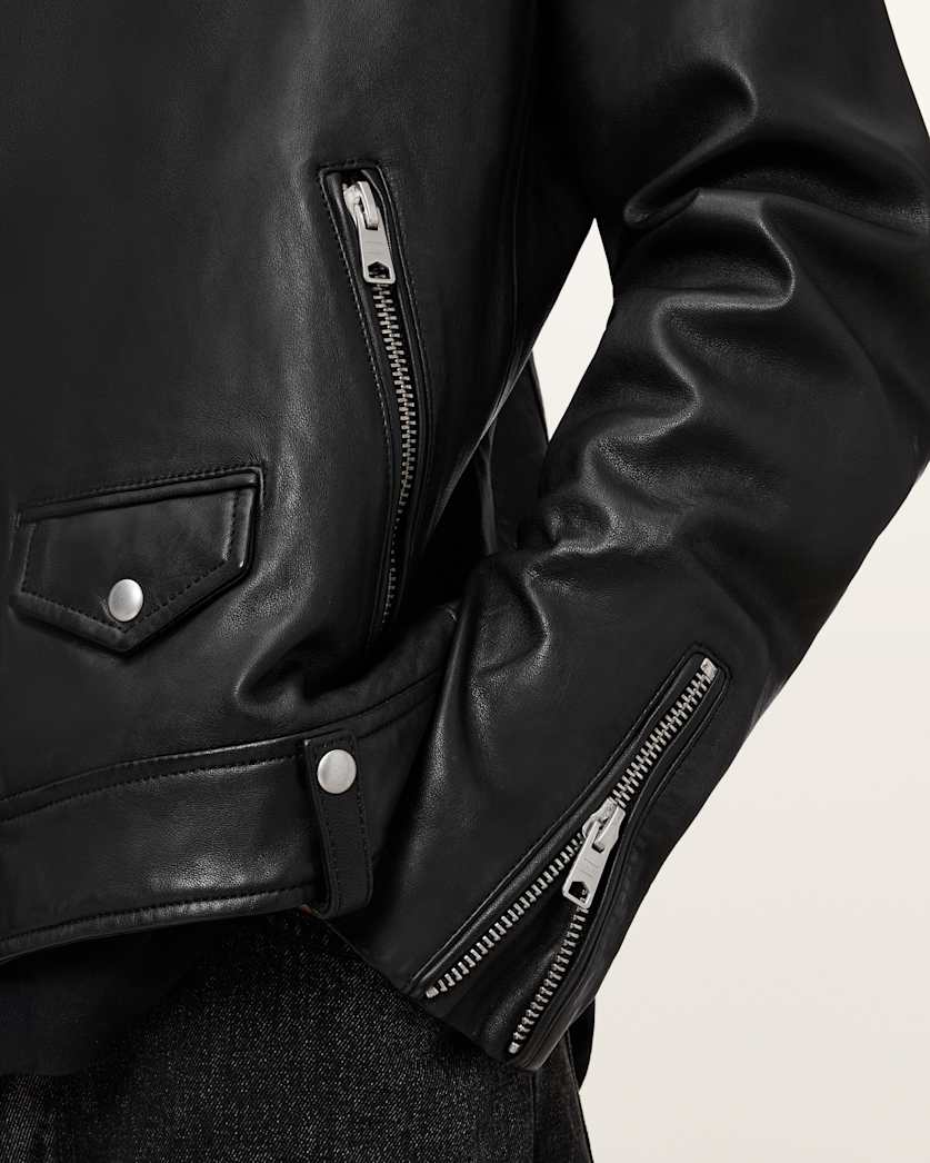 Milo Asymmetric Zip Leather Biker Jacket