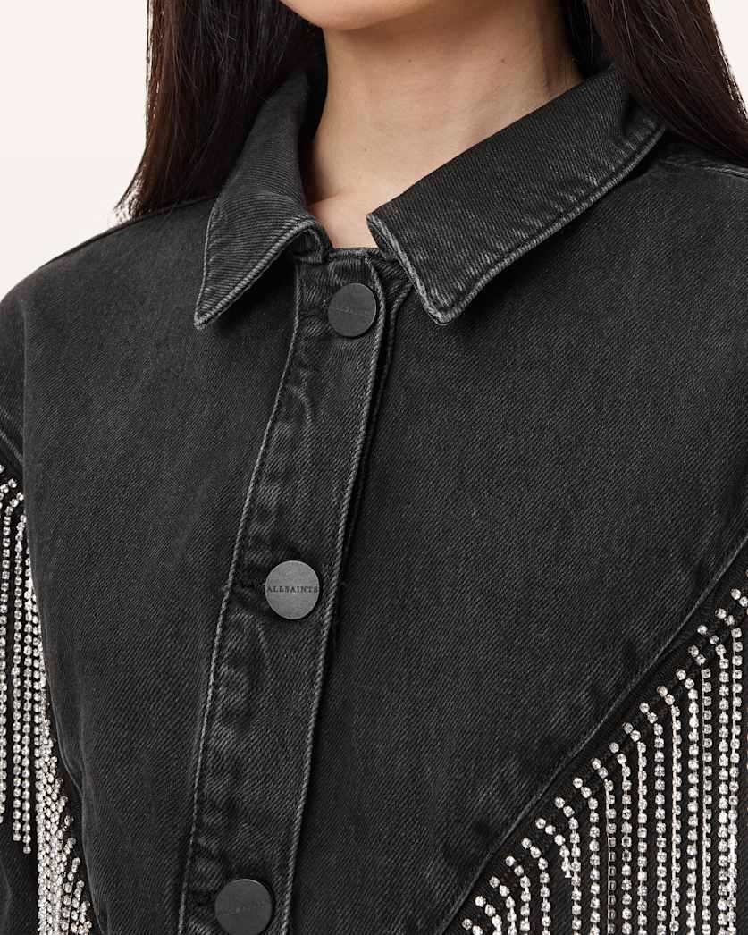 Marlene Embellished Fringe Denim Jacket