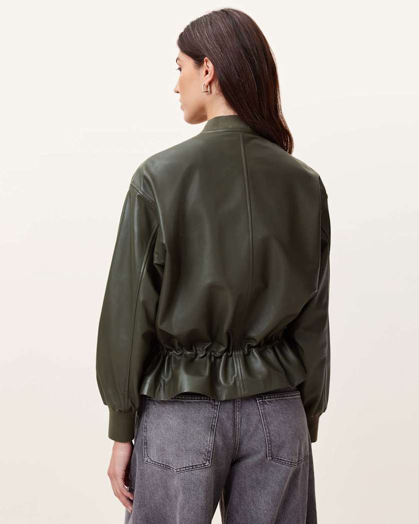 Sofi Drawstring Leather Bomber Jacket