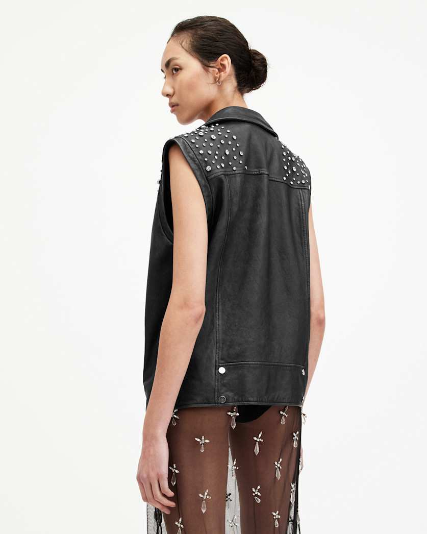 Billie Embellished Leather Gilet