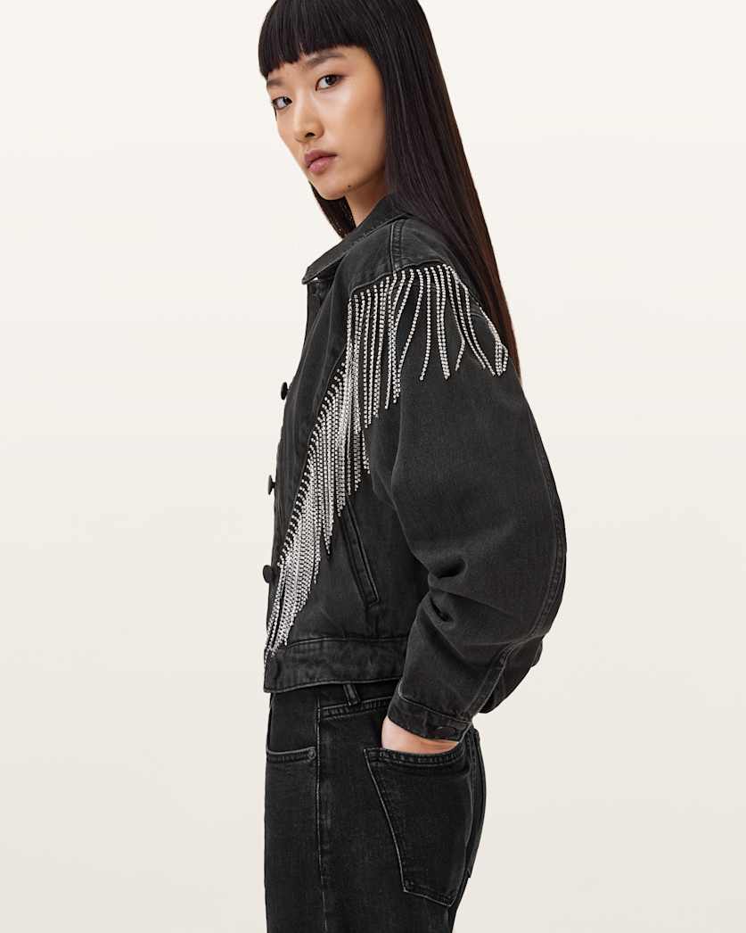 Marlene Embellished Fringe Denim Jacket