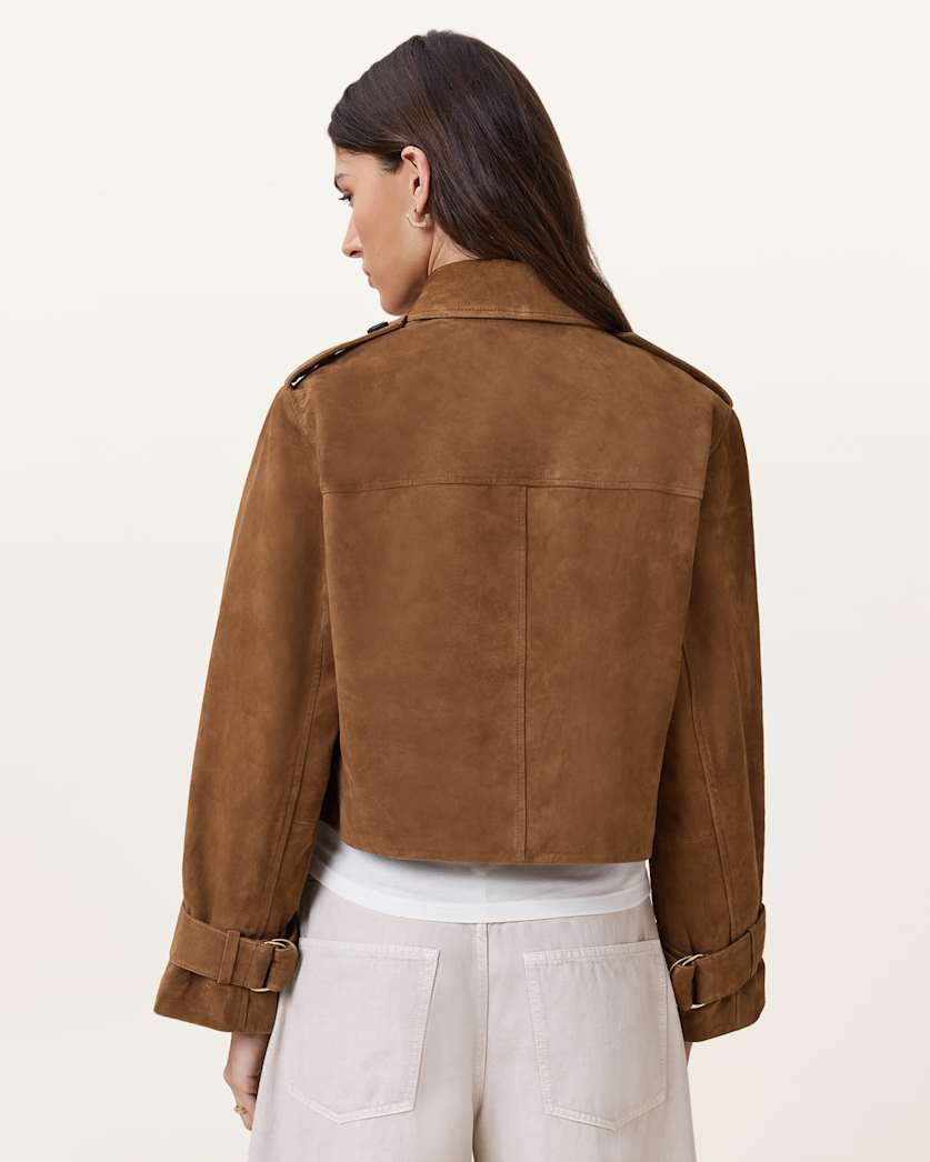 Hendry Cropped Suede Trench Coat