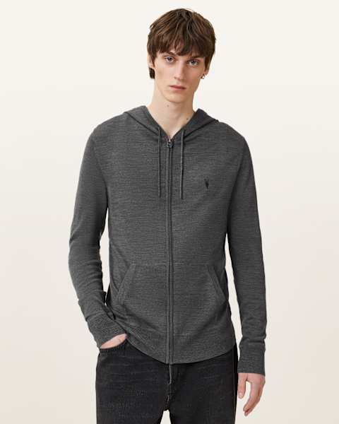 Marron - Sweat-shirt à capuche Allsaints Mode zippé en laine