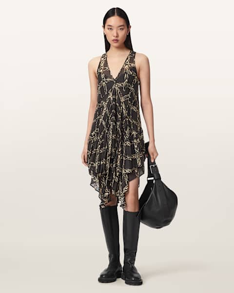 Gretel Asymmetric Tiered Midi Dress
