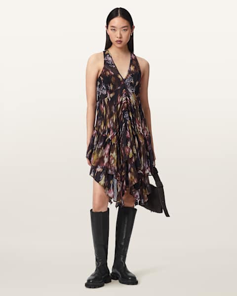 Gretel Asymmetric Tiered Midi Dress