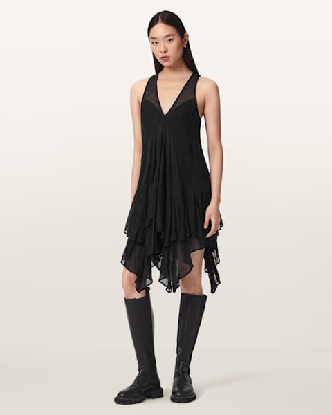 Gretel Asymmetric Tiered Midi Dress