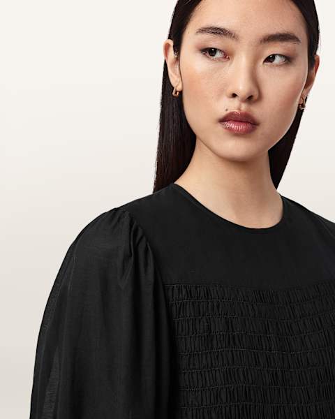 chinese dress ladies AllSaints Women's Dress Lexi Dress Black UK 4/US 0 at Amazon Women's  Clothing store main image 1