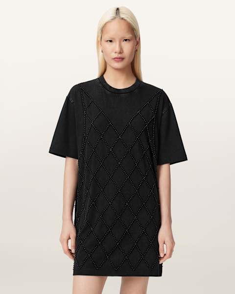 all saints black shirt dress Aura Lace Up Mini Dress | Disturbia main image 0