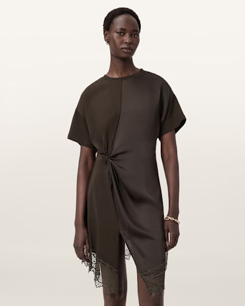 green emerald velvet dress AllSaints Women's Dresses Spark Dress Black XS at Amazon Women's Clothing  store