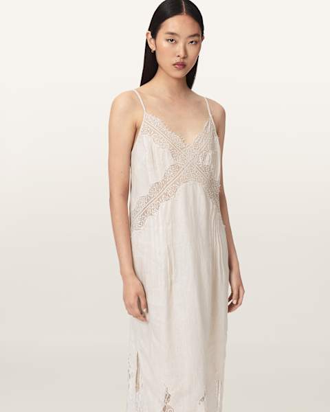 Samia Linen Lace Midi Dress