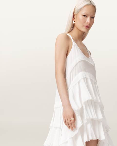 Cavarly Crepe Tiered Ruffle Maxi Dress