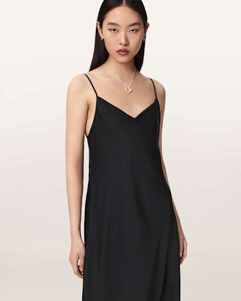 allsaints black slip dress Allsaints-Immy Lace Trim V-Neck Midi Slip Dress – dstore Egypt main image 1