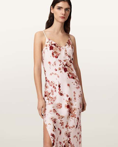 Melody Floral Silk Blend Midi Slip Dress.